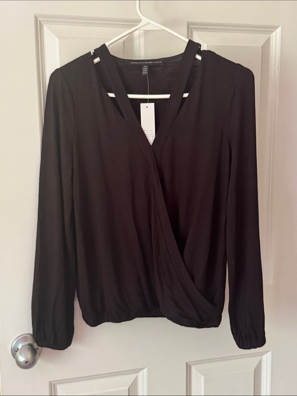 White House Black Market Wrap-Front Long Sleeve Top